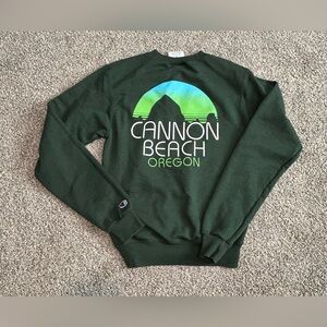 Champion Cannon Beach Oregon Green Sweater Unisex XS